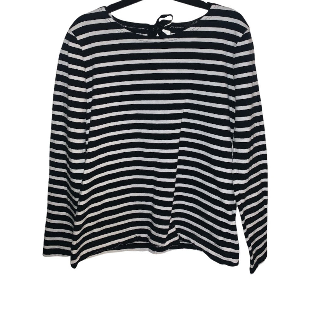J Crew Striped Sparkle Bow Back Long Sleeve Top